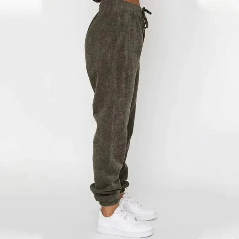 Conjunto moletom corduroy relaxado com joggers e cordão