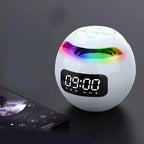 Colunas Bluetooth com relógio digital, despertador e luz LED para quarto
