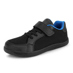 Sapatilhas barefoot infantis respiráveis e leves com velcro, bico largo e design zero-drop