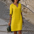 Vestido midi feminino casual versátil disponível em várias cores