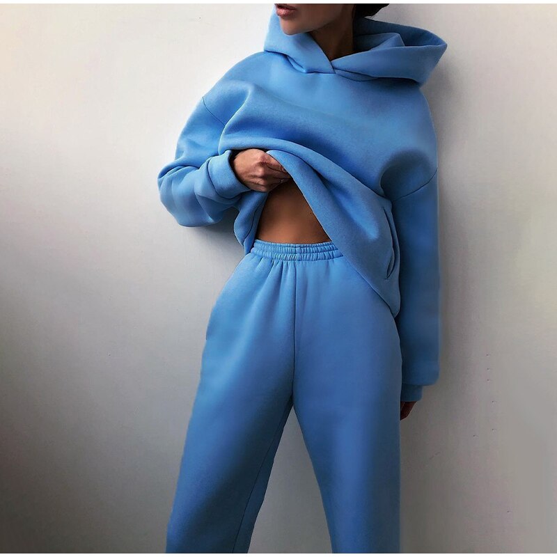 Conjunto de jogging feminino oversize 2 peças estilo urbano casual