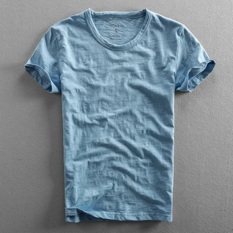 Camiseta masculina algodão 100% gola redonda manga curta cor sólida
