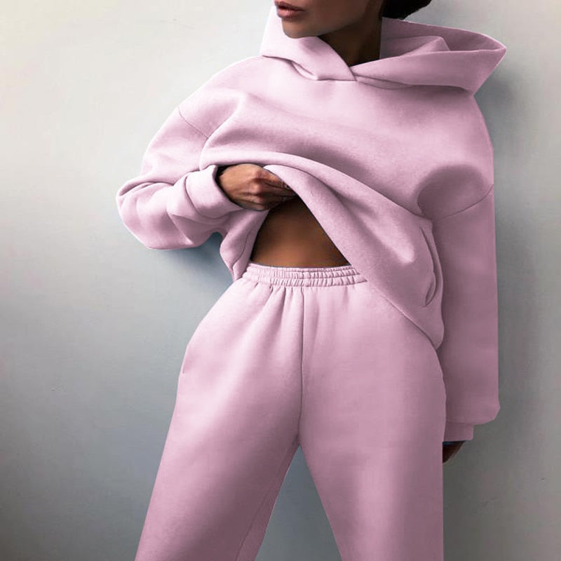 Conjunto de jogging feminino oversize 2 peças estilo urbano casual