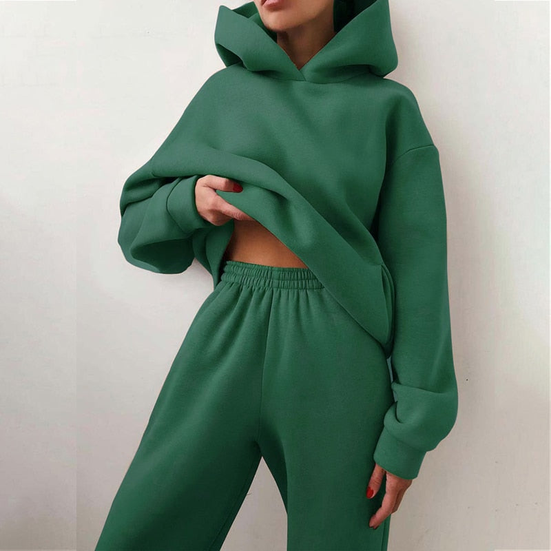 Conjunto de jogging feminino oversize 2 peças estilo urbano casual