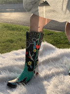 Botas cowboy mulher cano médio estilo western