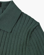 Polo masculina tricot algodão canelada com colarinho e botões manga curta