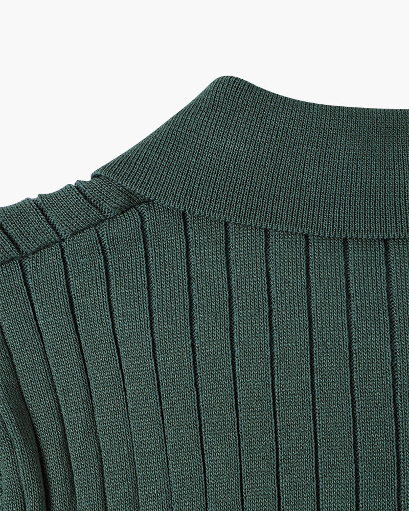 Polo masculina tricot algodão canelada com colarinho e botões manga curta
