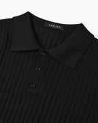 Polo masculina tricot algodão canelada com colarinho e botões manga curta