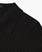 Polo masculina tricot algodão canelada com colarinho e botões manga curta