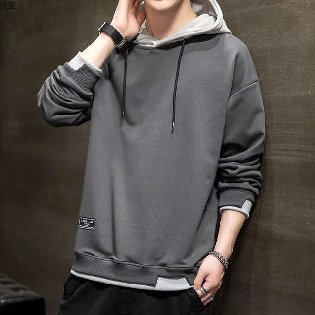 Hoodie urbano clássico bicolor com bolso canguru e capuz ajustável