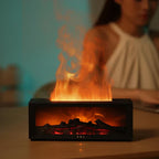 Difusor de aromas 4 em 1 com efeito chama, iluminação 7 cores e timer USB