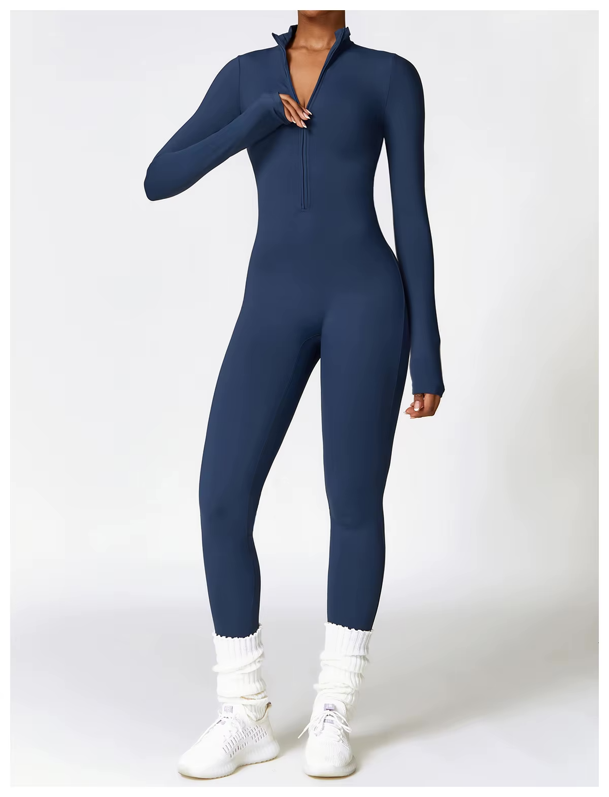 Macacão de inverno feminino com forro fleece e tecido superstretch