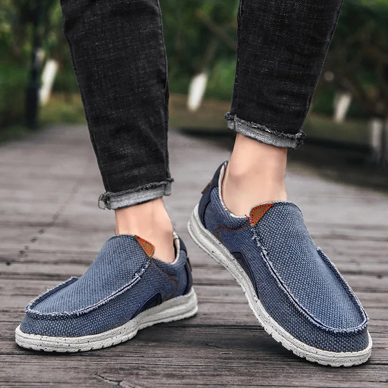Mocassins de lona acolchoados casuais leves e respiráveis
