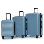 Conjunto de malas de viagem ABS rígido 3 peças azul com rodas 360° e cadeado TSA