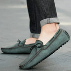 Mocassins couro genuíno slip-on leve com costura moccasin clássica