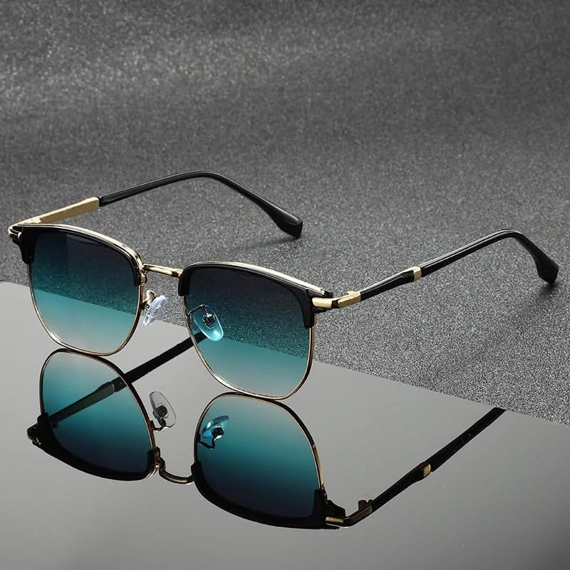 Óculos de sol clubmaster armação metálica polida com lentes policarbonato anti-risco