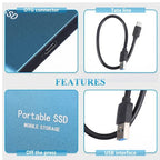 SSD externa 128TB USB 3.1 e USB-C, design compacto e resistente