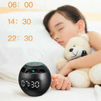 Colunas Bluetooth com relógio digital, despertador e luz LED para quarto