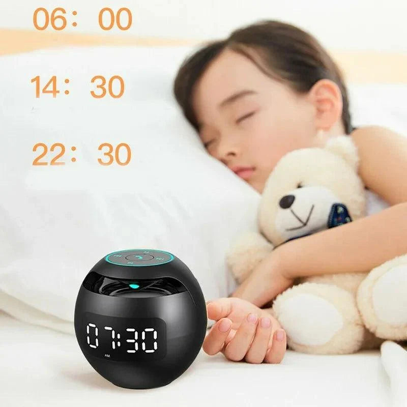 Colunas Bluetooth com relógio digital, despertador e luz LED para quarto