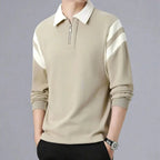 Polo manga longa com zíper e design color block para homem