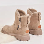 Botas femininas sola grossa com zíper lateral cano médio inverno