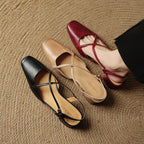 Sapatos salto bloco feminino couro genuíno bico fechado tiras ajustáveis