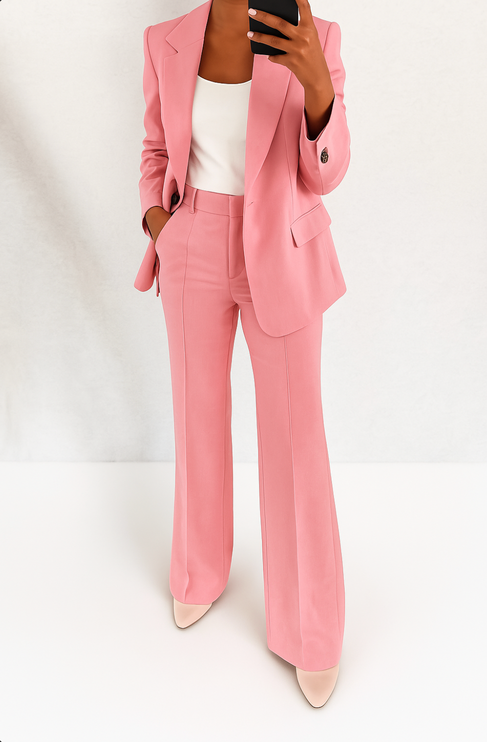 Conjunto feminino blazer e calça social corte clássico moderno