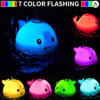Brinquedo de banho baleia com jato de água automático e luzes LED coloridas para bebés