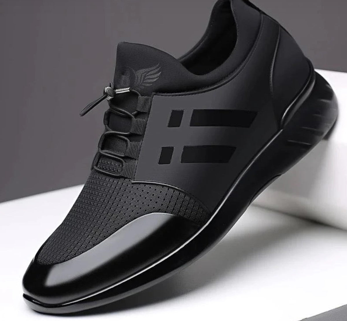 Sapatos ortopédicos masculinos de couro com suporte de arco e amortecimento em gel
