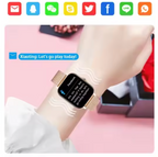 Smartwatch feminino slim com monitor de saúde, ecrã touch, iOS e Android