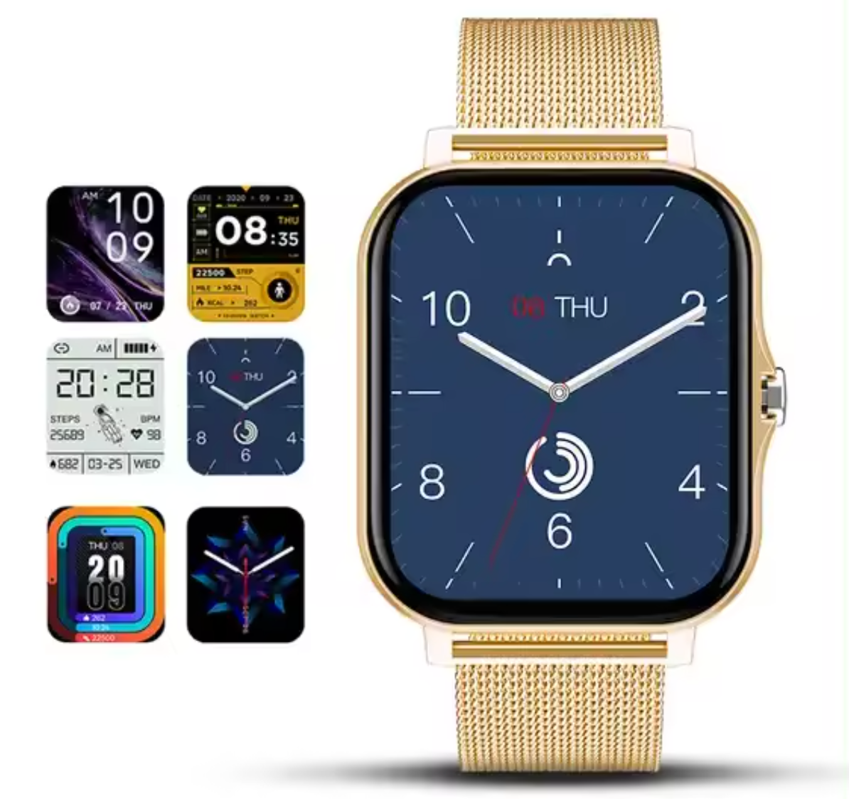 Smartwatch feminino slim monitor de saúde com ecrã touch colorido