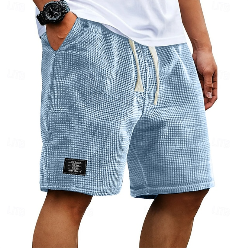 Calções waffle homem relaxed fit casual para o verão