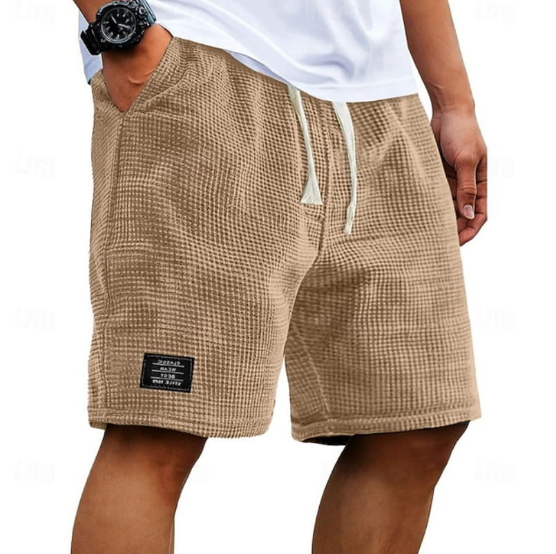 Calções waffle homem relaxed fit casual para o verão