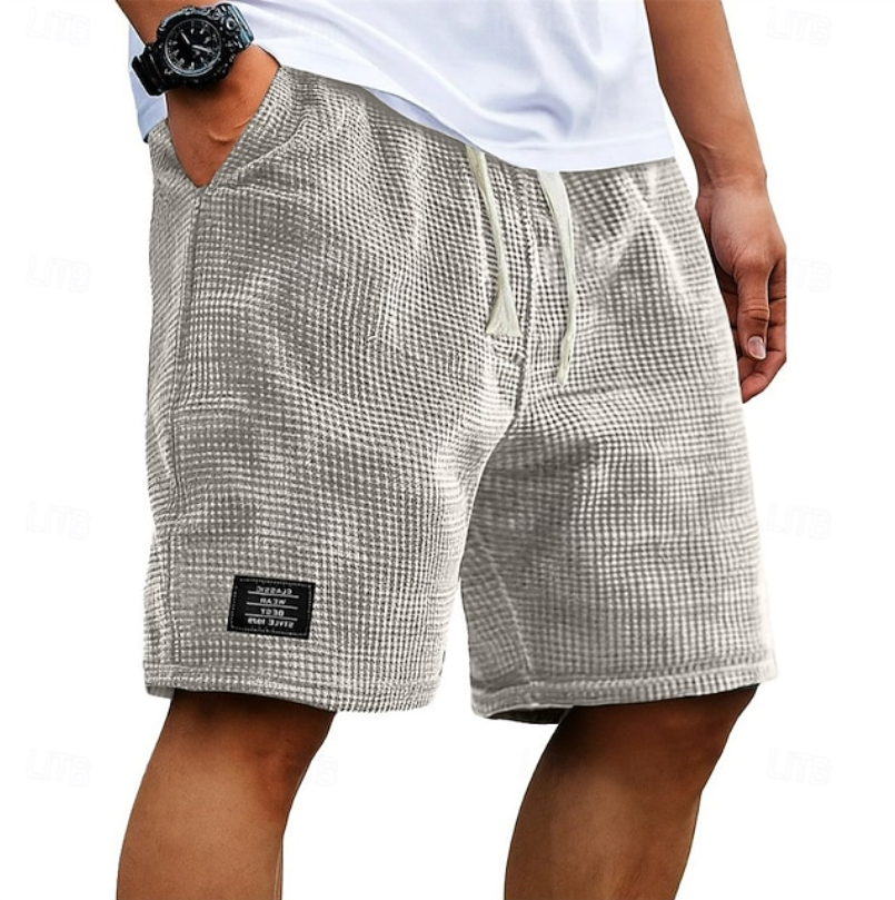 Calções waffle homem relaxed fit casual para o verão