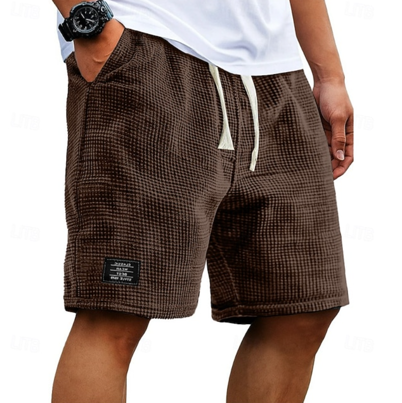 Calções waffle homem relaxed fit casual para o verão