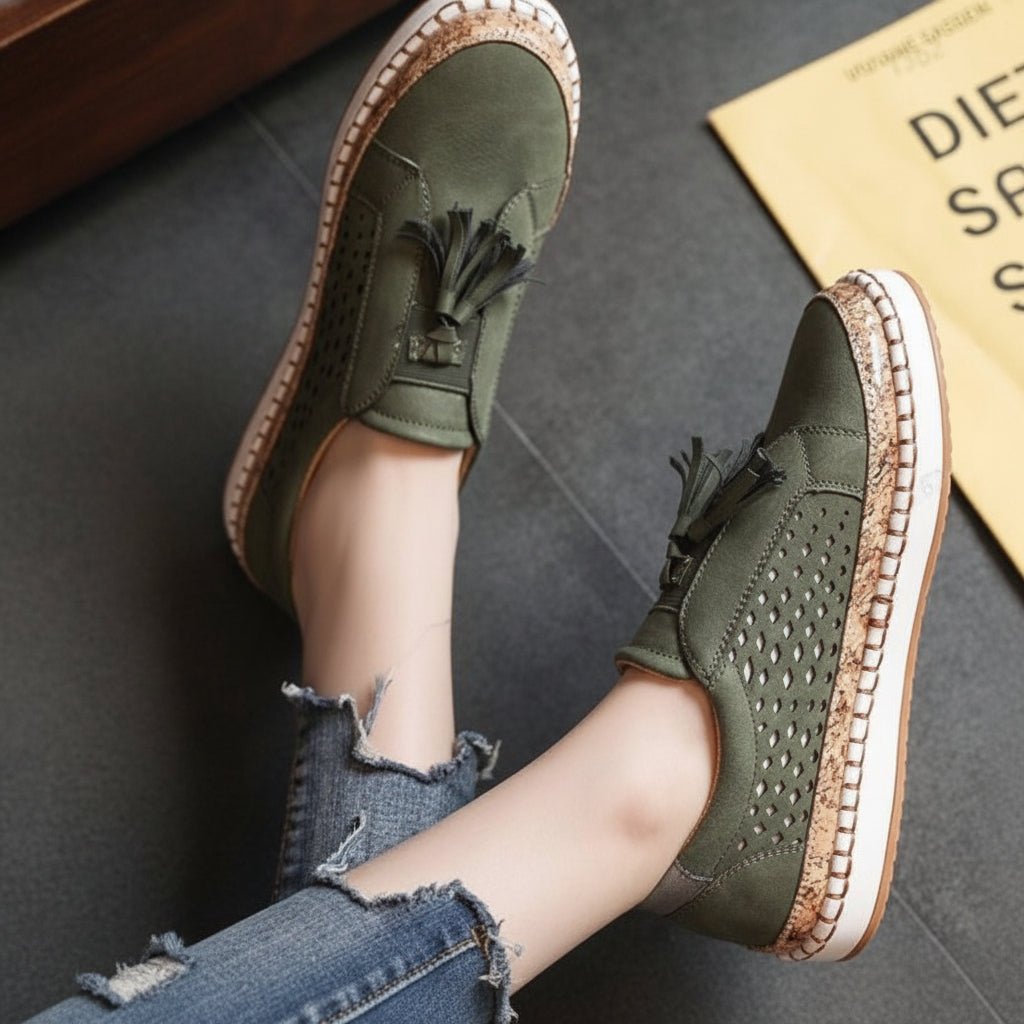 Women slip on walking shoes cushioned with perforated breathable upper
