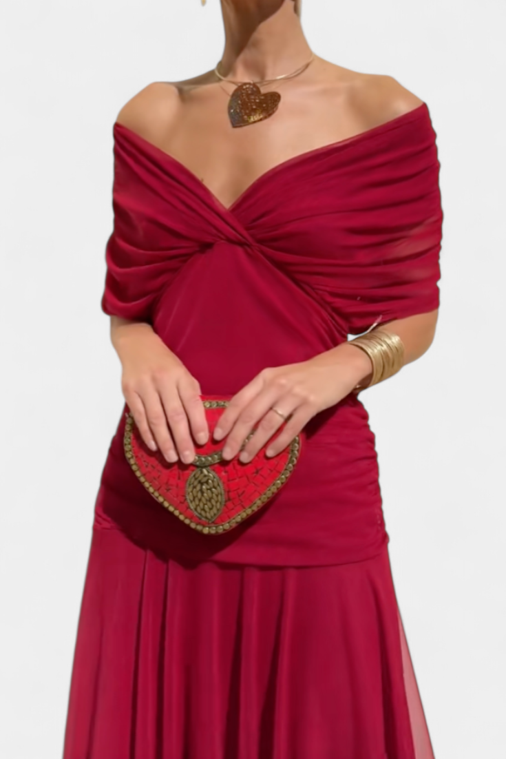 Vestido feminino floral decote V saia longa com cintura franzida