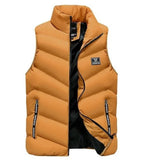 Colete masculino puffer acolchoado com gola alta e fecho com zíper