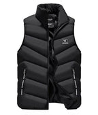 Colete masculino puffer acolchoado com gola alta e fecho com zíper