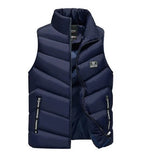 Colete masculino puffer acolchoado com gola alta e fecho com zíper