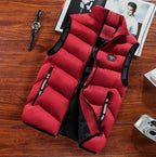 Colete masculino puffer acolchoado com gola alta e fecho com zíper