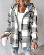 Hoodie feminino estampado com capuz e bolso canguru caimento largo