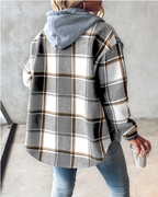 Hoodie feminino estampado com capuz e bolso canguru caimento largo