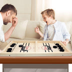 Jogo 2 em 1 futebol de mesa e shuffleboard em madeira, multifuncional para todas as idades