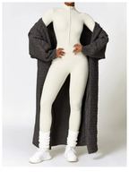 Macacão de inverno feminino com forro fleece e tecido superstretch