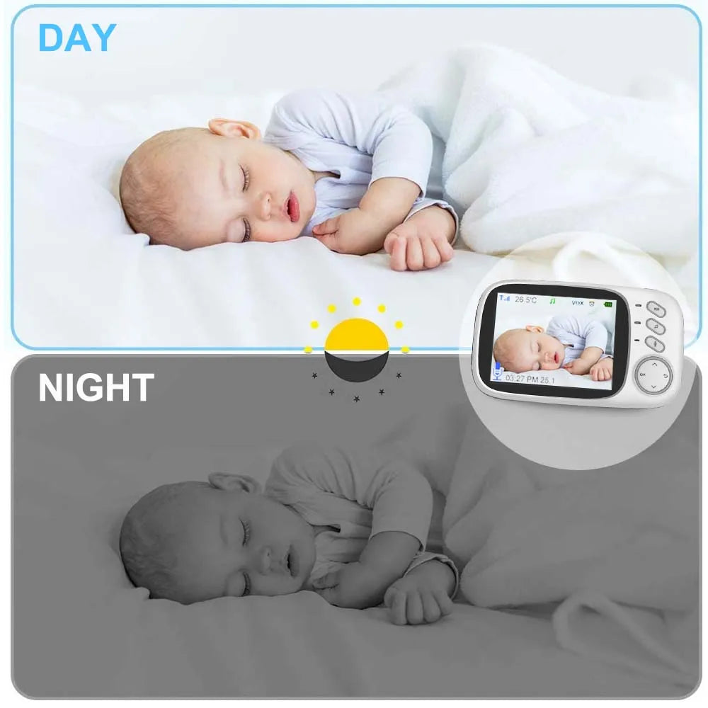 Babyfone com vídeo 3,5 polegadas com visão noturna automática e áudio bidirecional