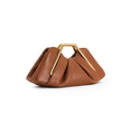 Bolsa clutch origami com pega hexagonal dourada polida em microfibra premium