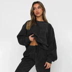 Conjunto moletom corduroy relaxado com joggers e cordão