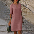 Vestido midi feminino casual versátil disponível em várias cores