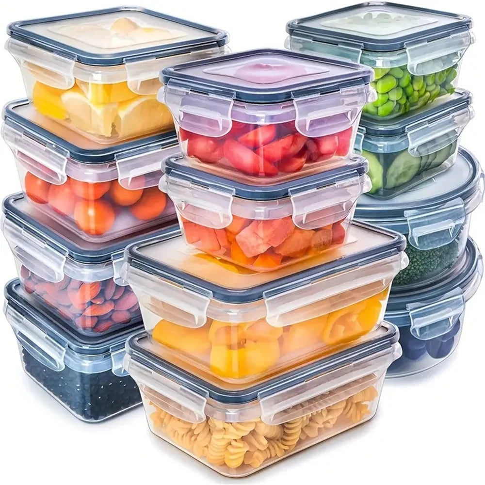 Conjunto de recipientes alimentares 12 peças sem BPA herméticos empilháveis para cozinha